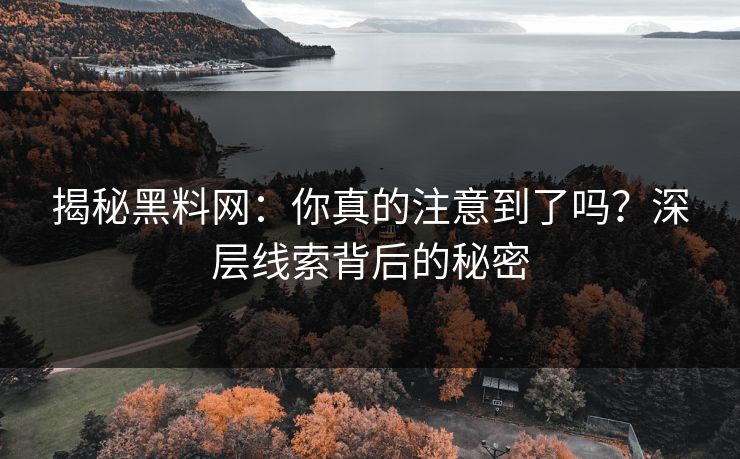 揭秘黑料网:你真的注意到了吗?深层线索背后的秘密 揭秘黑料网:你真的注意到了吗?深层线索背后的秘密