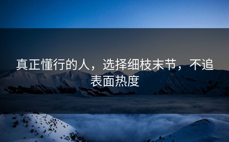 真正懂行的人,选择细枝末节,不追表面热度 真正懂行的人,选择细枝末节,不追表面热度